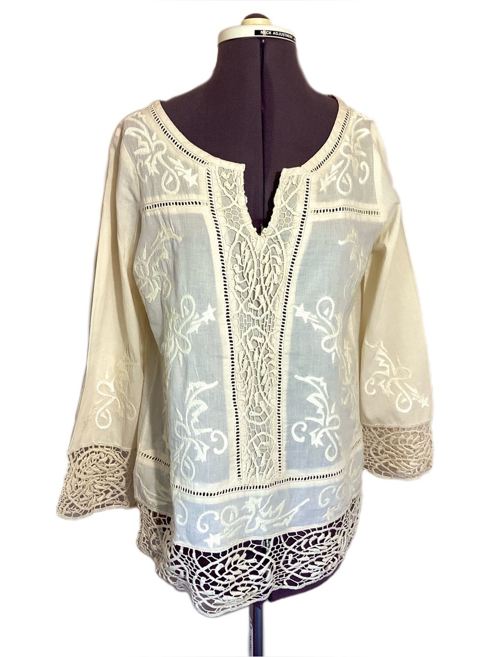 Sundance Peruvian Embroidered Butter Yellow Peasant Top S
